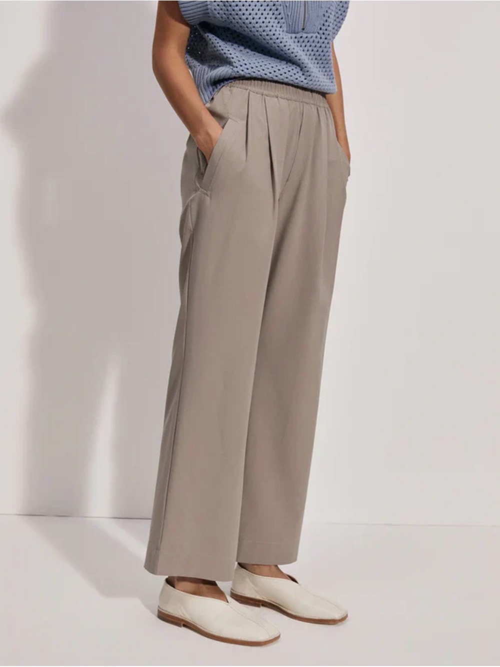 VARLEY tacoma wide leg straight pleat pant in cinder size Small